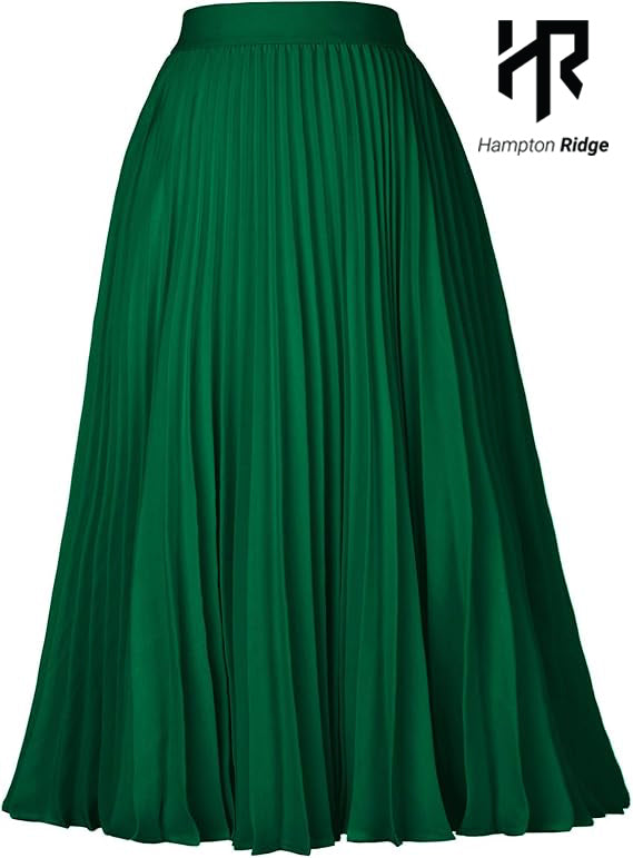 Hampton Ridge -Women High Elastic Waist Pleated Chiffon Skirt